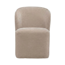 Solid Wood Upholstered Accent Dining Chair with Castors, Eclectic Style, Brown