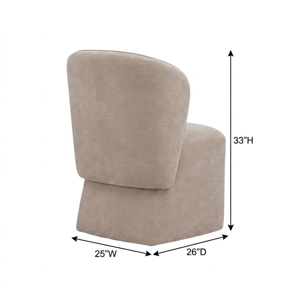Solid Wood Upholstered Accent Dining Chair with Castors, Eclectic Style, Brown