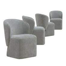 Solid Wood Upholstered Accent Dining Chair with Castors, Eclectic Style, Gray