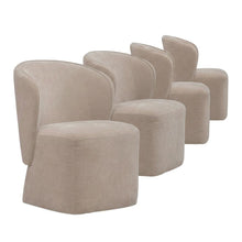 Solid Wood Upholstered Accent Dining Chair with Castors, Eclectic Style, Brown