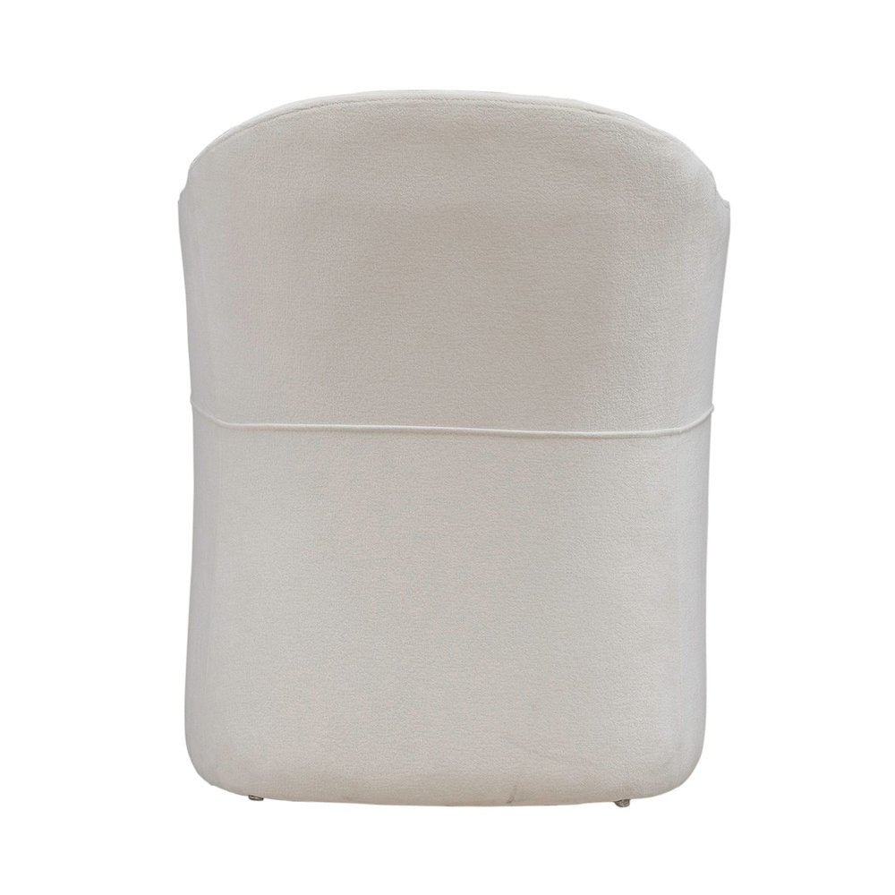 Accent Dining Chair with Castors - Squared Arm - Ivory Upholstry