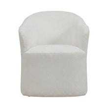 Solid Wood Upholstered Accent Dining Chair with Castors, Eclectic Style, White
