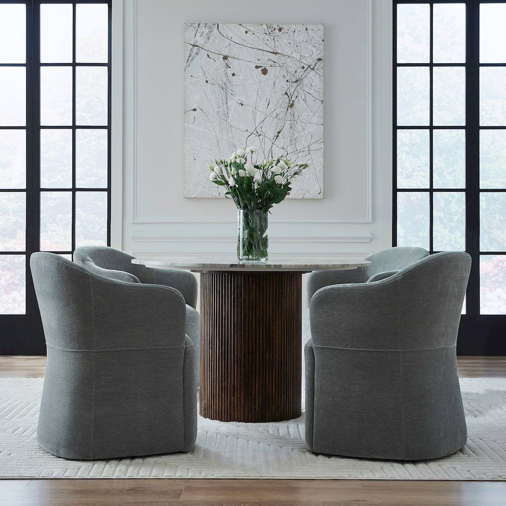 Accent Dining Chair with Castors - Squared Arm - Sapphire Upholstry