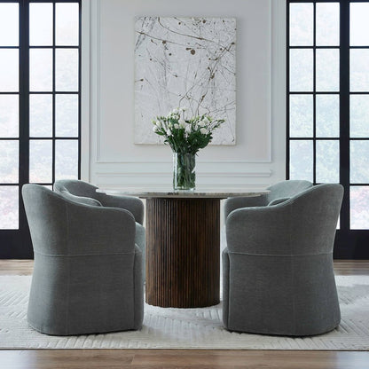 Accent Dining Chair with Castors - Squared Arm - Sapphire Upholstry
