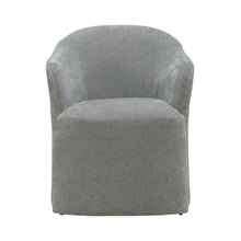 Solid Wood Upholstered Accent Dining Chair with Castors, Eclectic Style, Gray