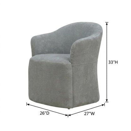 Solid Wood Upholstered Accent Dining Chair with Castors, Eclectic Style, Gray