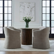 Accent Dining Chair with Castors - Squared Arm - Truffle Upholstry