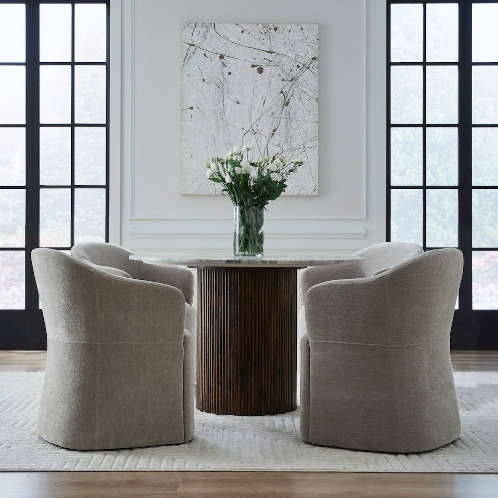 Accent Dining Chair with Castors - Squared Arm - Truffle Upholstry