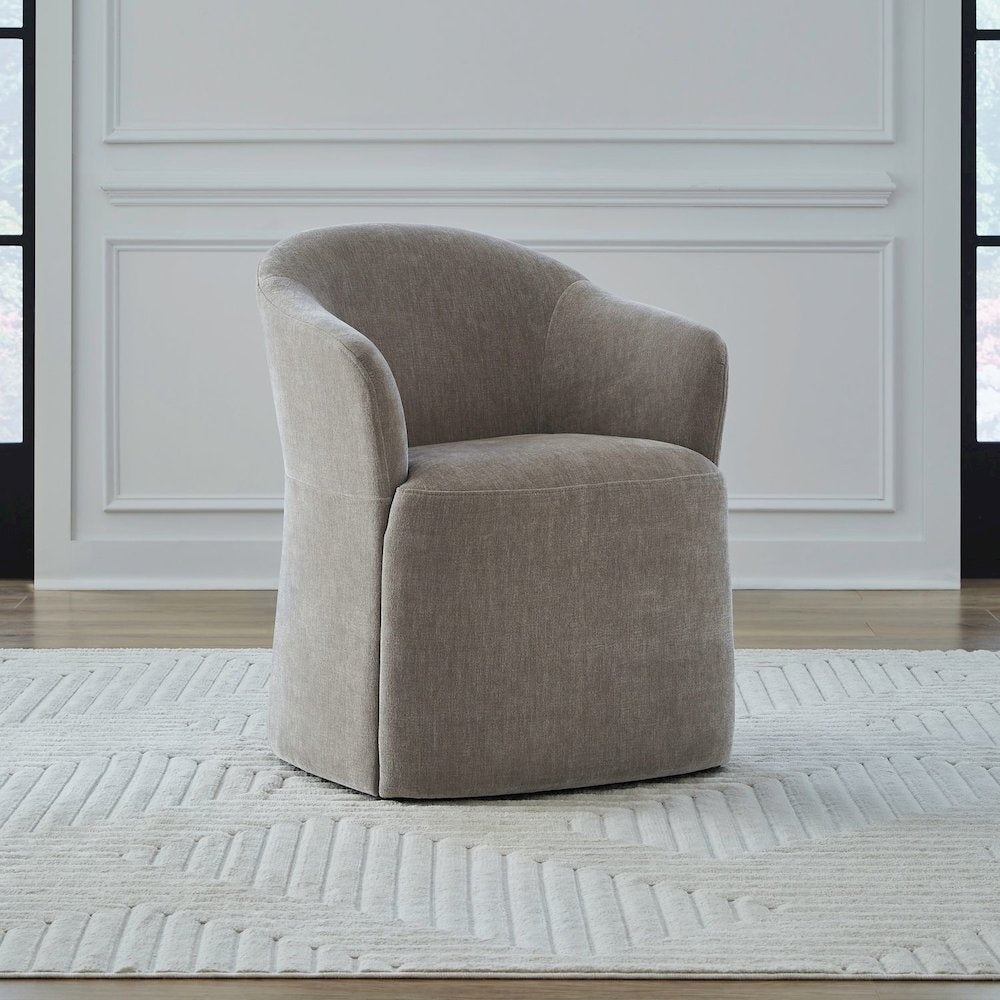 Accent Dining Chair with Castors - Squared Arm - Truffle Upholstry