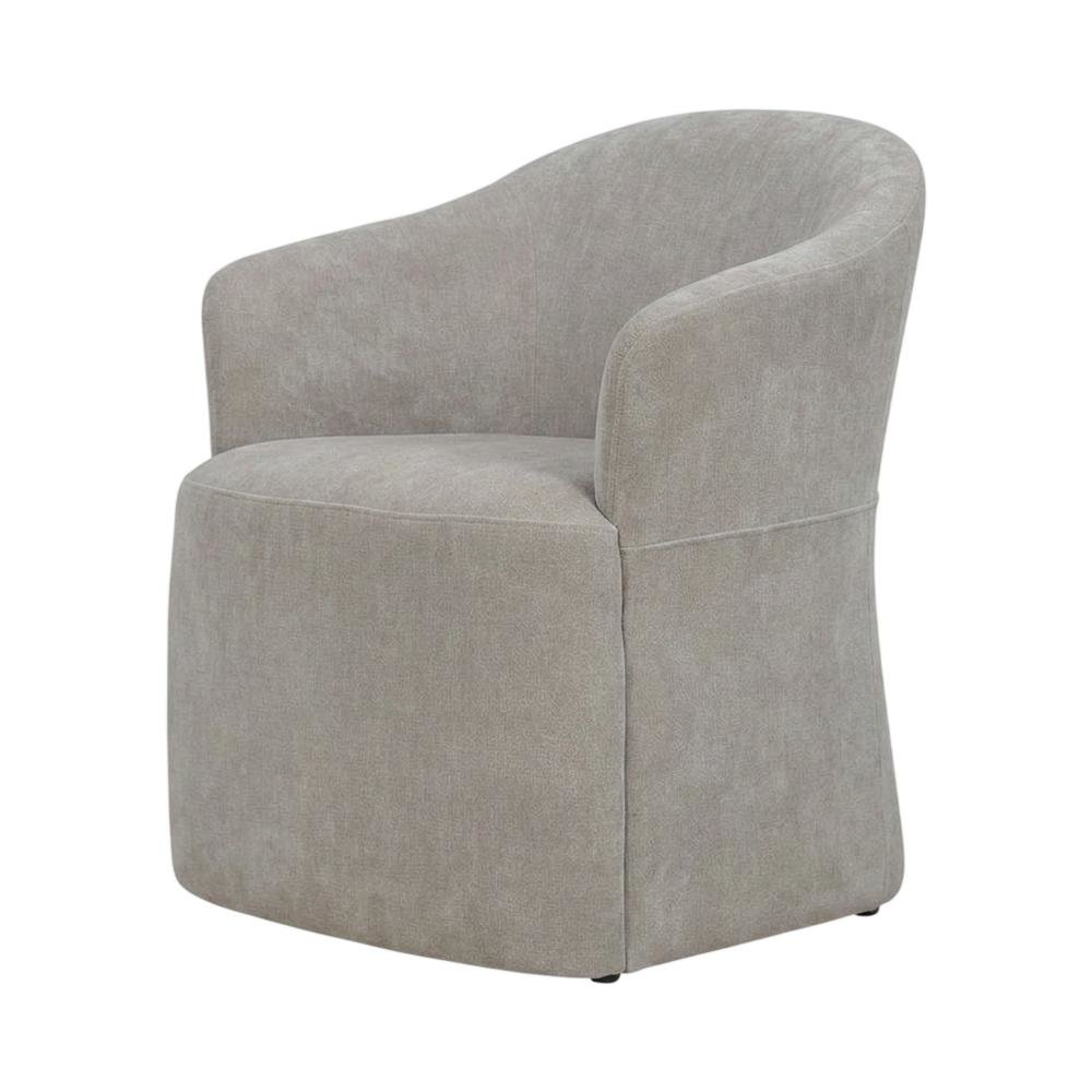 Solid Wood Upholstered Accent Dining Chair with Castors, Eclectic Style, Brown