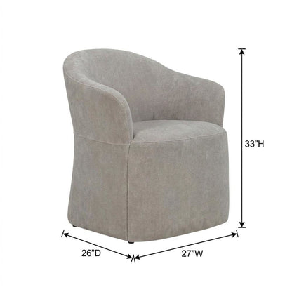 Solid Wood Upholstered Accent Dining Chair with Castors, Eclectic Style, Brown