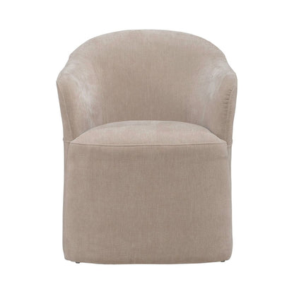 Accent Dining Chair with Castors - Squared Arm - Wicker Upholstry