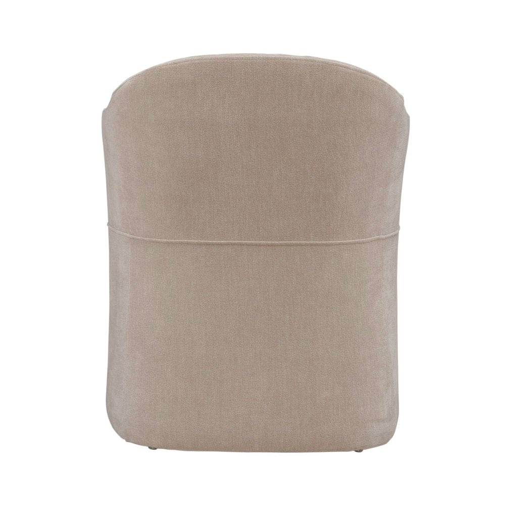 Accent Dining Chair with Castors - Squared Arm - Wicker Upholstry