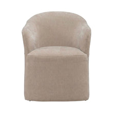 Solid Wood Upholstered Accent Dining Chair with Castors, Eclectic Style, Brown