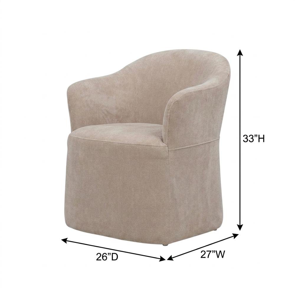Solid Wood Upholstered Accent Dining Chair with Castors, Eclectic Style, Brown