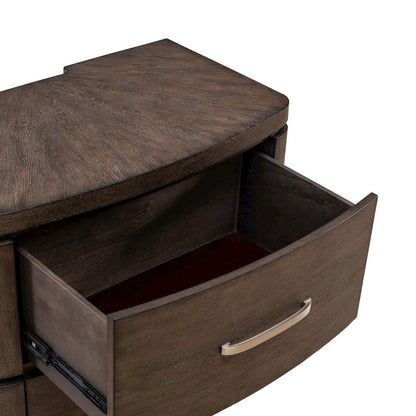 Drawer Nightstand with Charging Station - A/C, USB, USB-C - Satin Espresso Oak