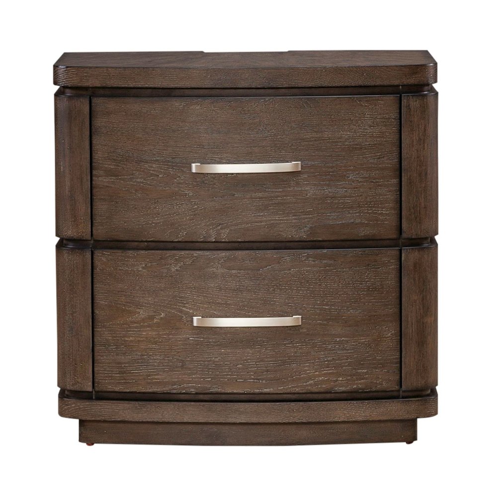 Drawer Nightstand with Charging Station - A/C, USB, USB-C - Satin Espresso Oak
