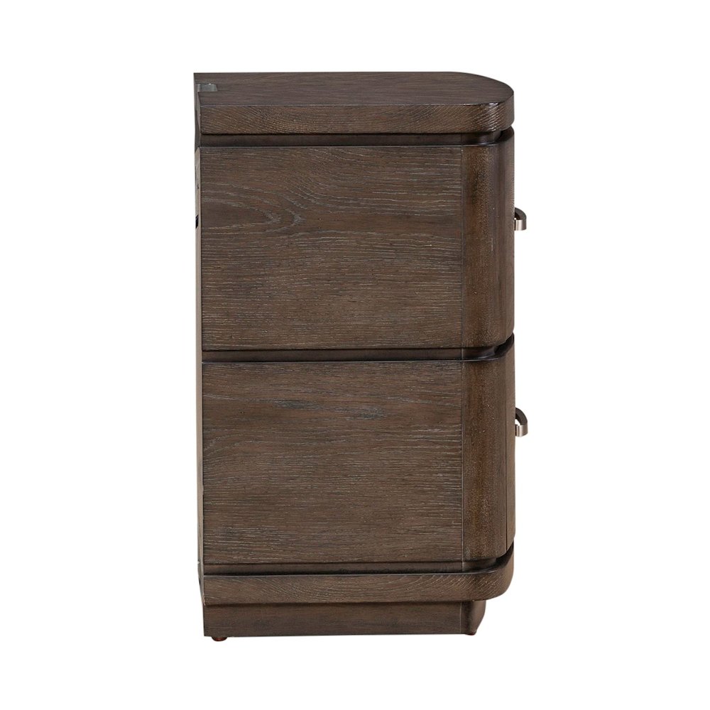 Drawer Nightstand with Charging Station - A/C, USB, USB-C - Satin Espresso Oak