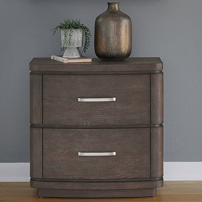 Drawer Nightstand with Charging Station - A/C, USB, USB-C - Satin Espresso Oak