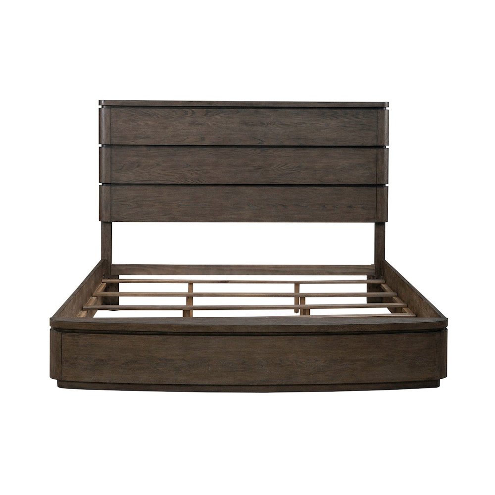 California King Panel Bed with LED Touch Light - Satin Espresso Oak
