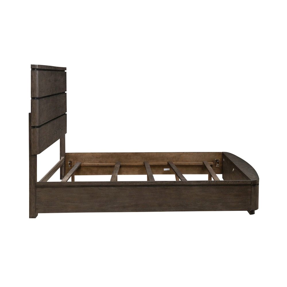 California King Panel Bed with LED Touch Light - Satin Espresso Oak