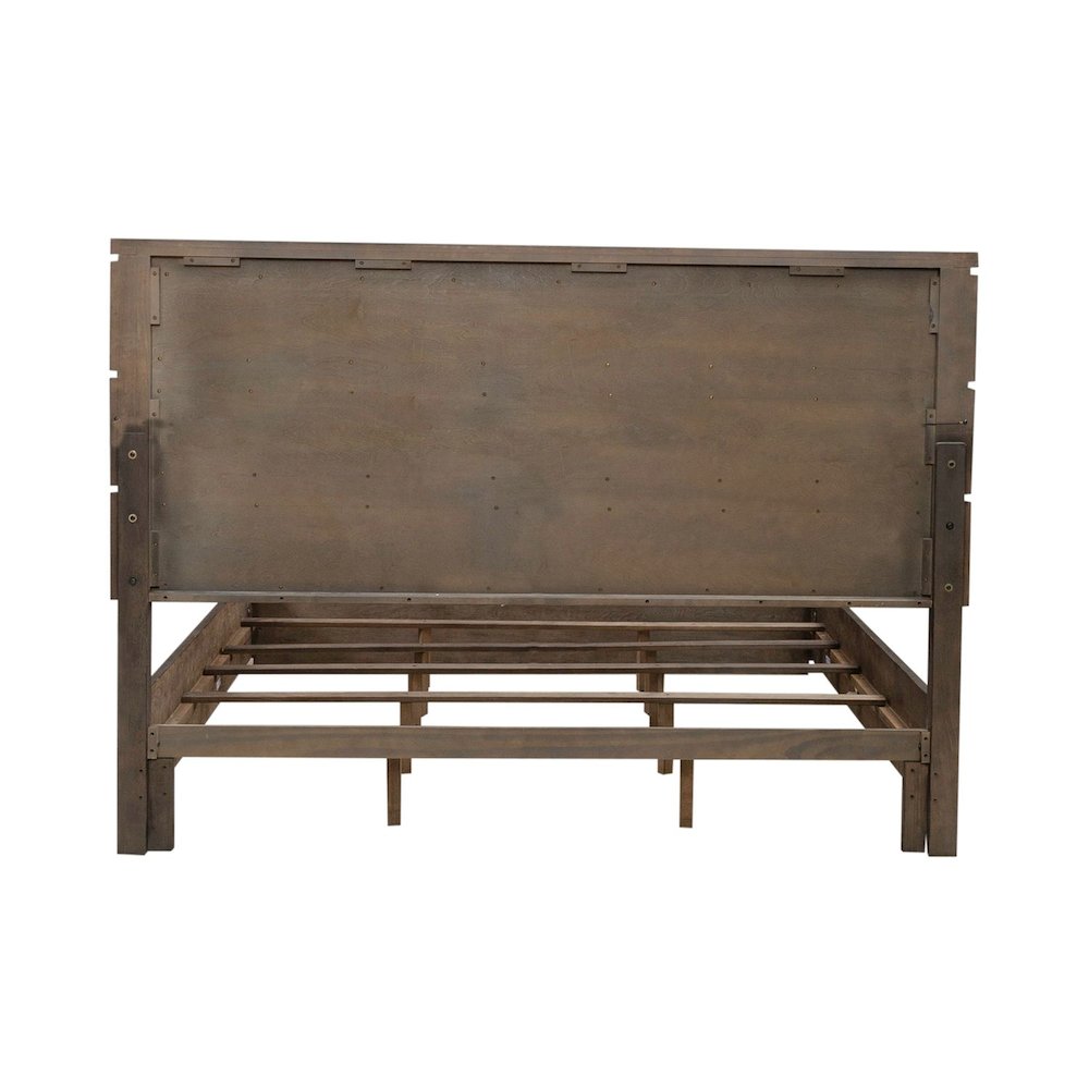 California King Panel Bed with LED Touch Light - Satin Espresso Oak