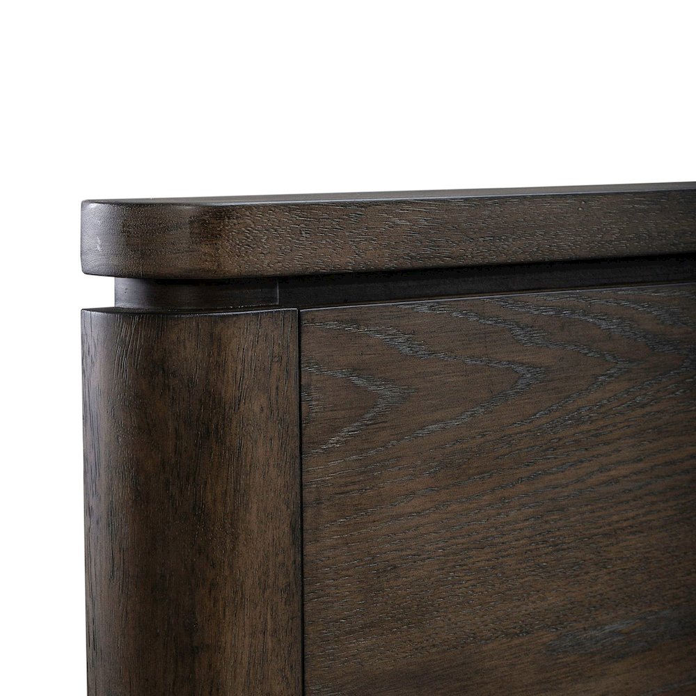 California King Panel Bed with LED Touch Light - Satin Espresso Oak