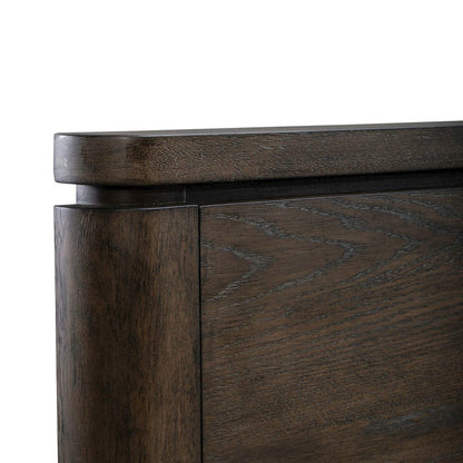 California King Panel Bed with LED Touch Light - Satin Espresso Oak