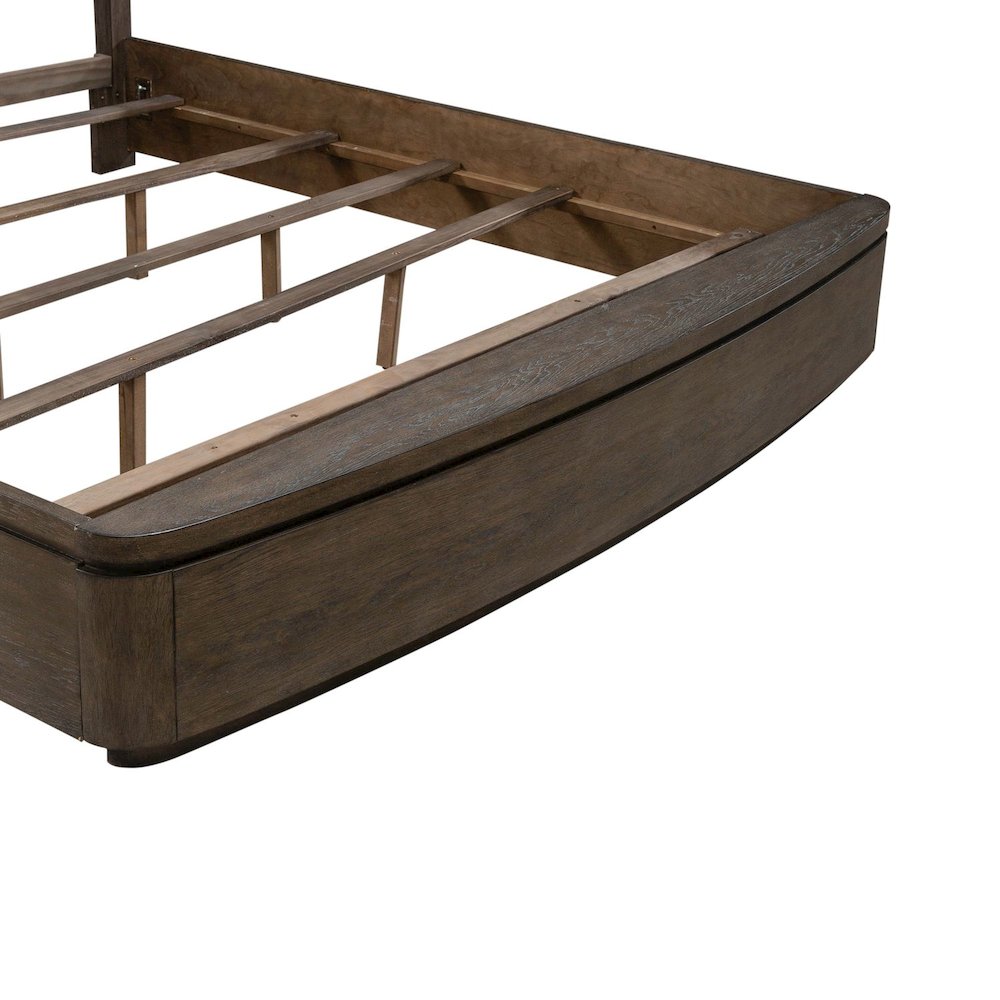 California King Panel Bed with LED Touch Light - Satin Espresso Oak
