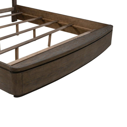 California King Panel Bed with LED Touch Light - Satin Espresso Oak
