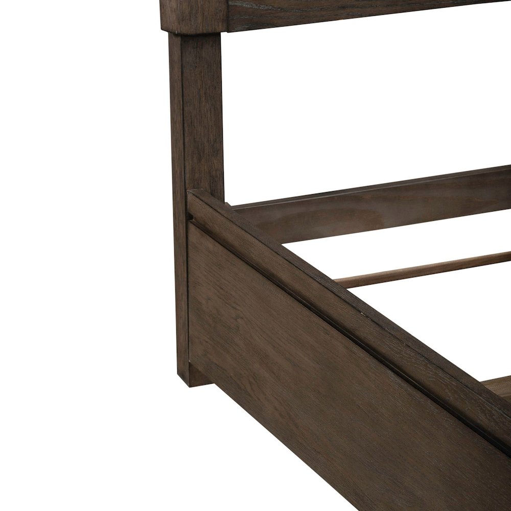 California King Panel Bed with LED Touch Light - Satin Espresso Oak