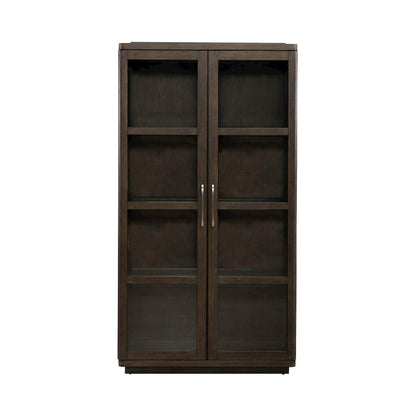 Cascade Falls Display Cabinet for Dining Room with LED Light- Satin Espresso