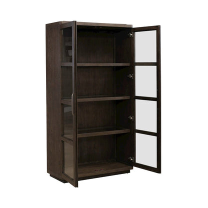 Cascade Falls Display Cabinet for Dining Room with LED Light- Satin Espresso