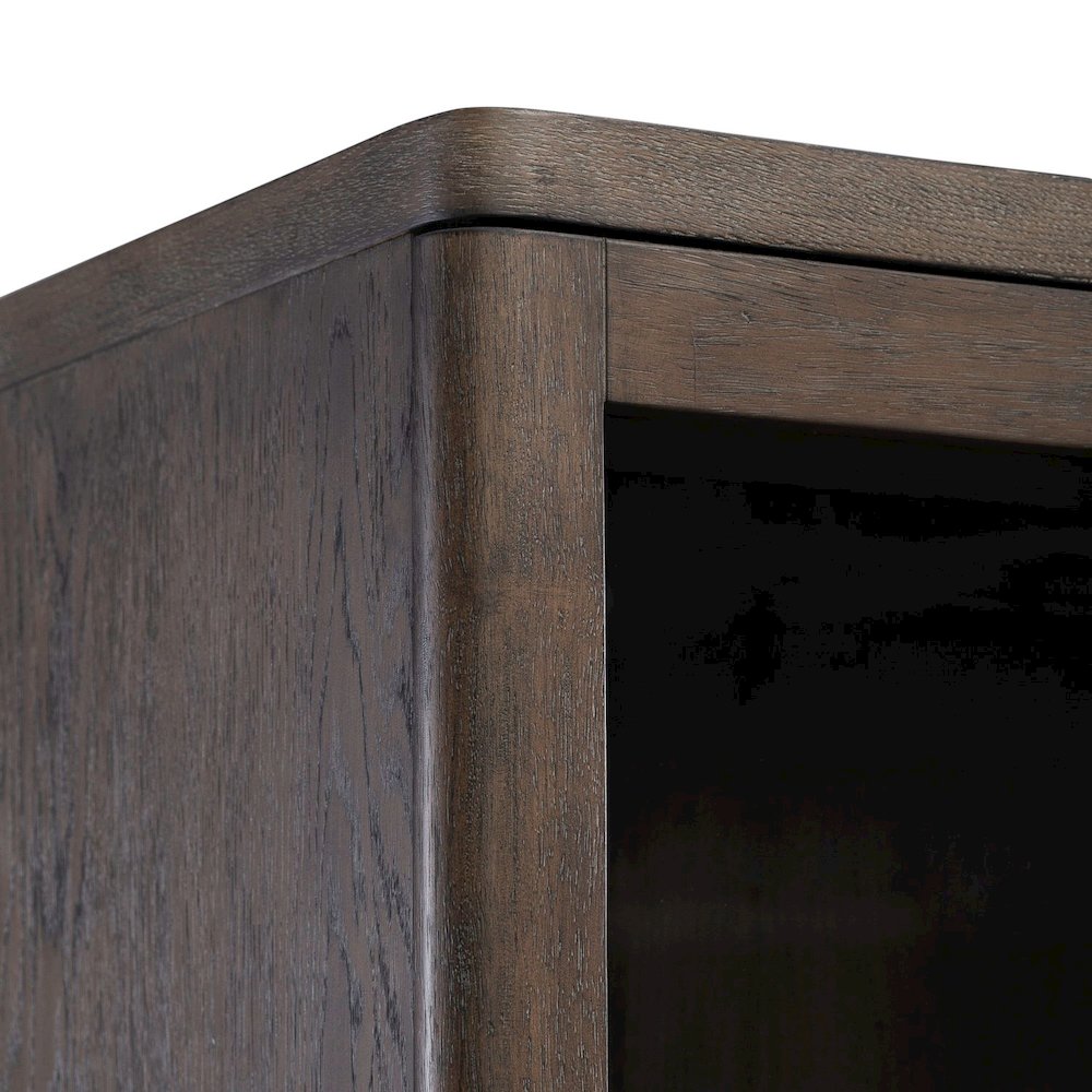 Cascade Falls Display Cabinet for Dining Room with LED Light- Satin Espresso