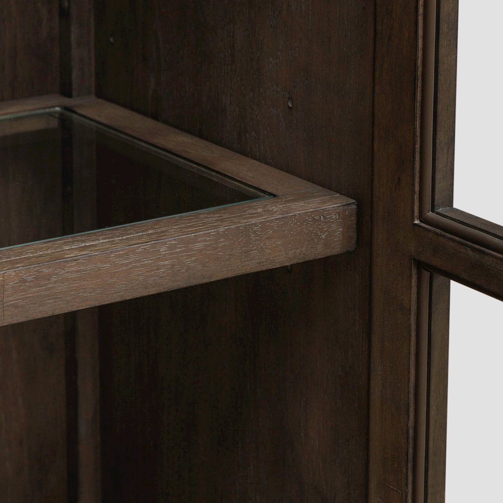 Cascade Falls Display Cabinet for Dining Room with LED Light- Satin Espresso