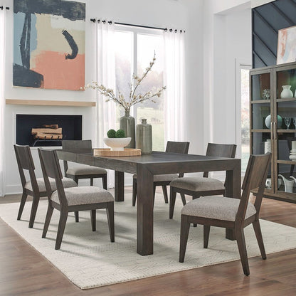 7 Piece Rectangular Table Dining Set with 6 Upholstered Chairs - Satin Espresso