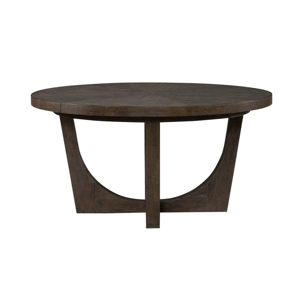 Cascade Pedestal Table for Dining Room with Removable Leaf - Satin Espresso Oak