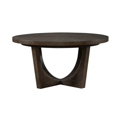 Cascade Pedestal Table for Dining Room with Removable Leaf - Satin Espresso Oak