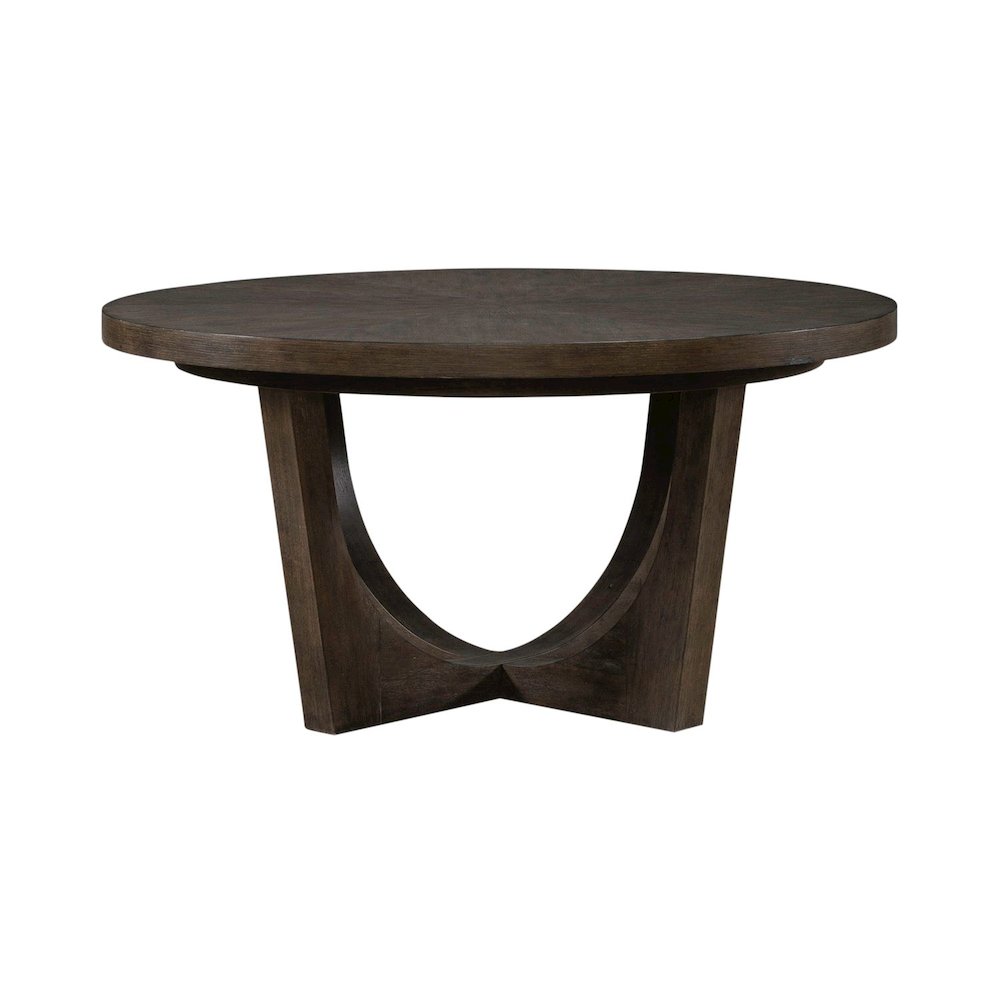 Cascade Pedestal Table for Dining Room with Removable Leaf - Satin Espresso Oak