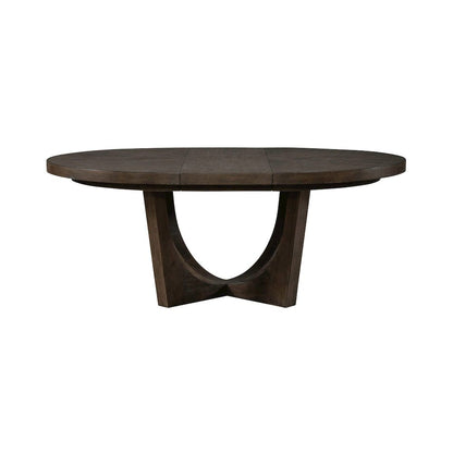 Cascade Pedestal Table for Dining Room with Removable Leaf - Satin Espresso Oak