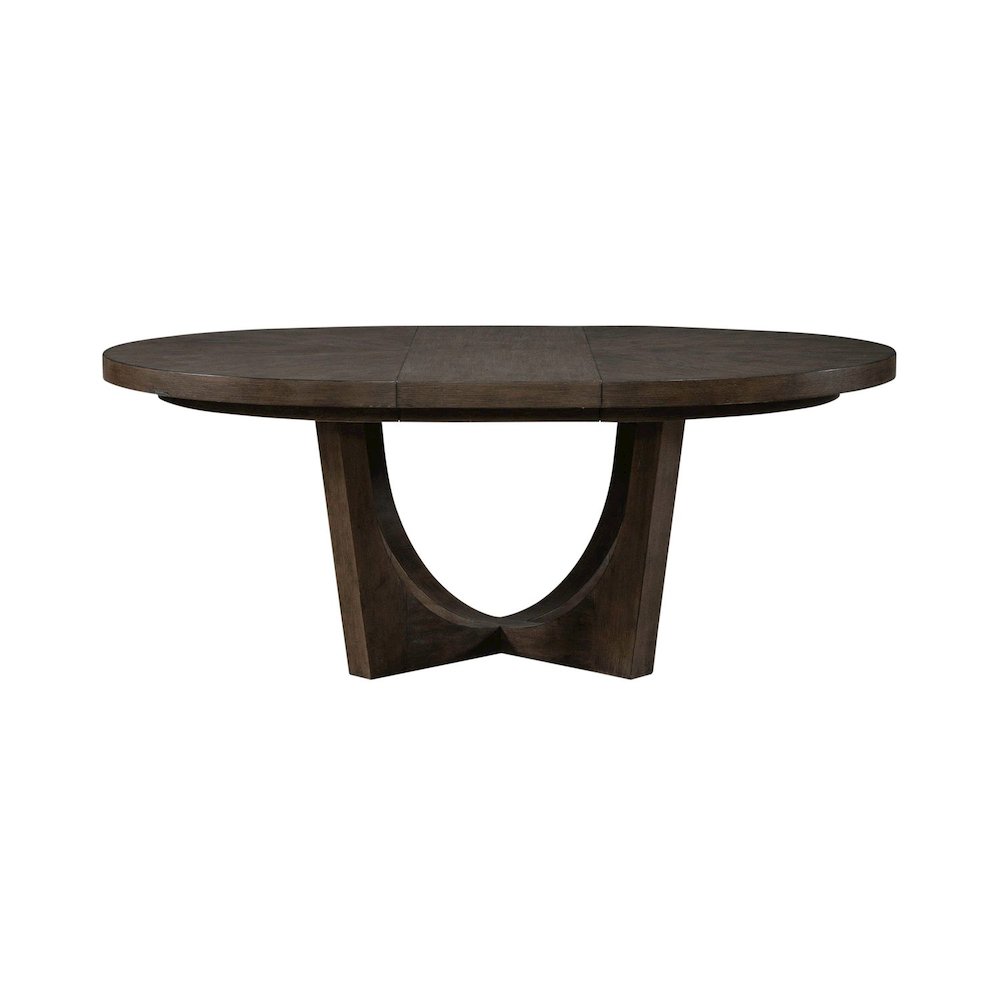Cascade Pedestal Table for Dining Room with Removable Leaf - Satin Espresso Oak