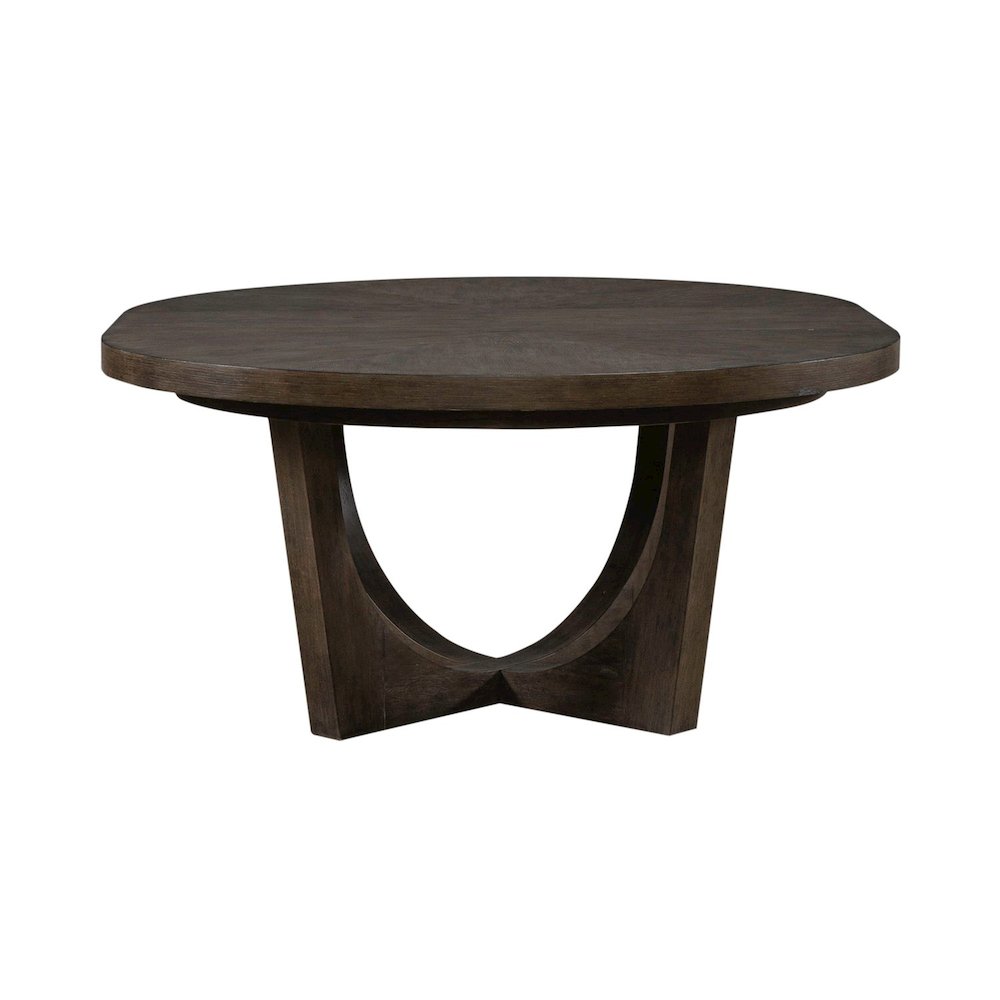 Cascade Pedestal Table for Dining Room with Removable Leaf - Satin Espresso Oak