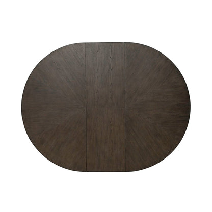 Cascade Pedestal Table for Dining Room with Removable Leaf - Satin Espresso Oak