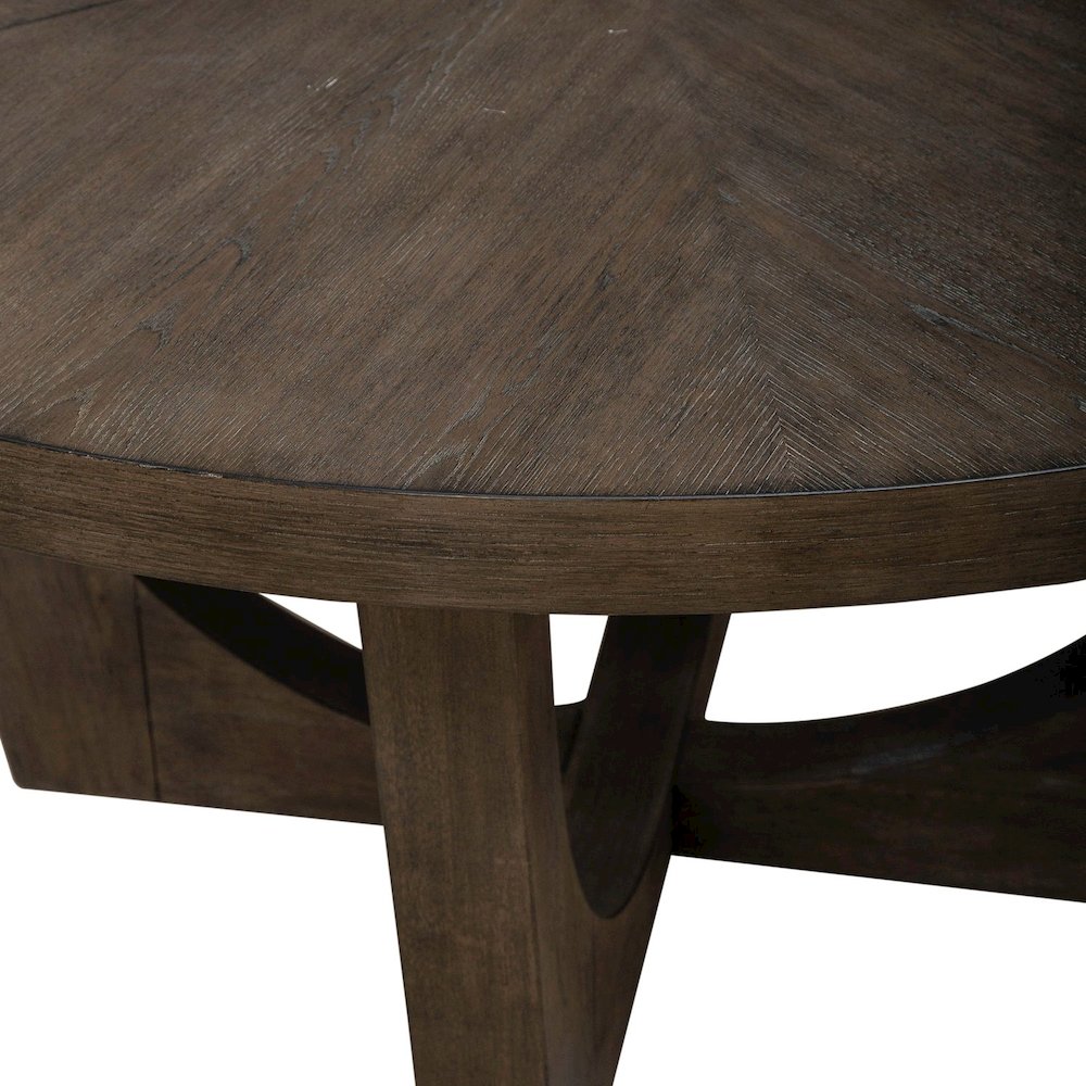 Cascade Pedestal Table for Dining Room with Removable Leaf - Satin Espresso Oak
