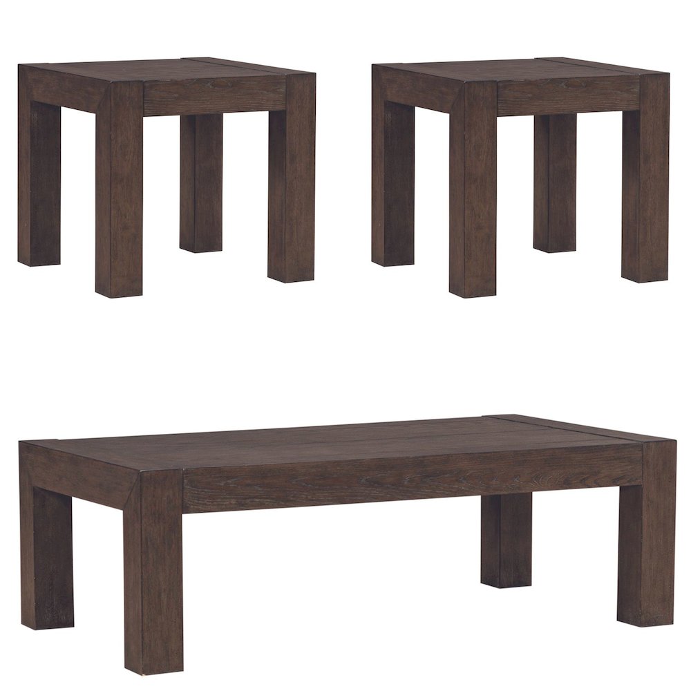 3 Piece Set - Cocktail Table, 2 Square End Tables - Satin Espresso
