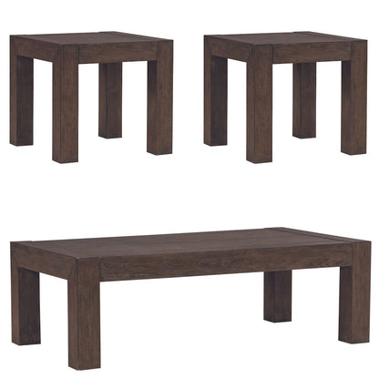 3 Piece Set - Cocktail Table, 2 Square End Tables - Satin Espresso