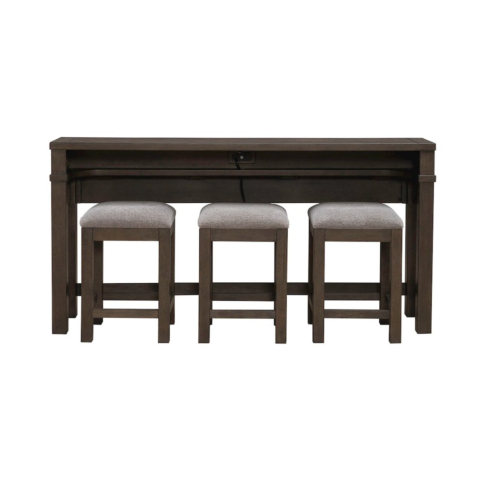 4 Piece Set - Console Bar Table, 3 Stools - Satin Espresso