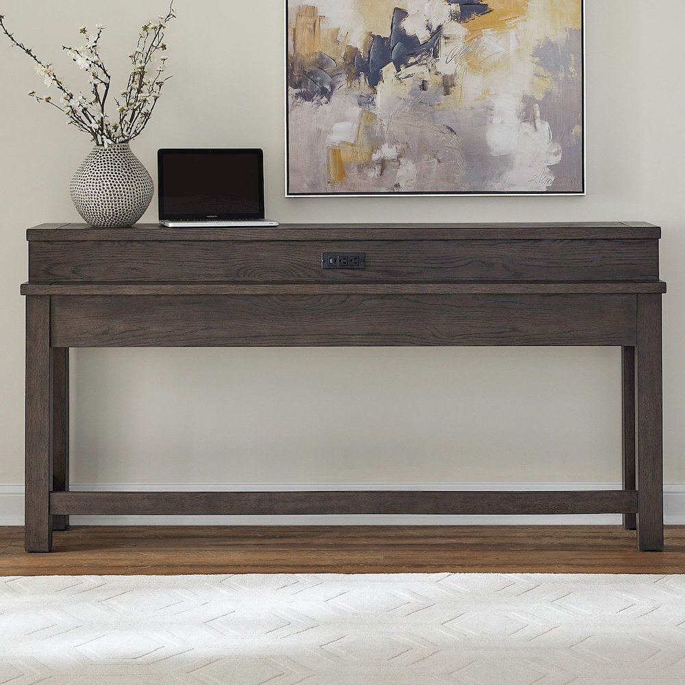 Console Bar Table with Charging Station - Satin Espresso