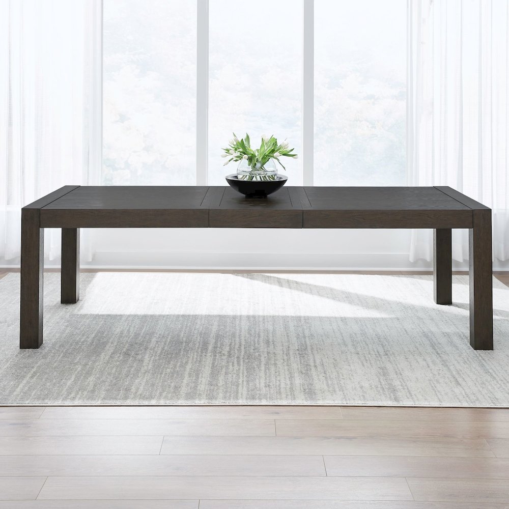 Rectangular Table for Dining Room with Self Storing Leaf - Satin Espresso Oak