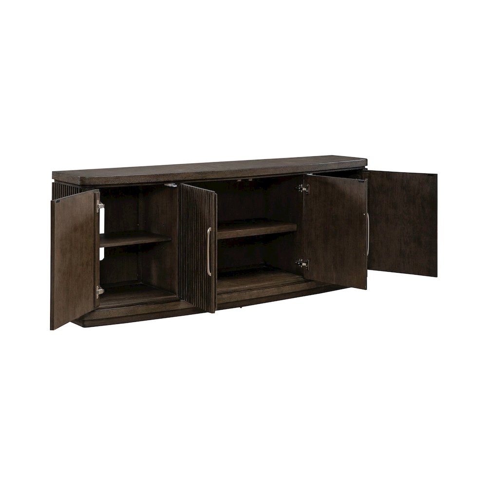 82 Inch TV Console for Living Room Media Storage  - Satin Espresso Oak